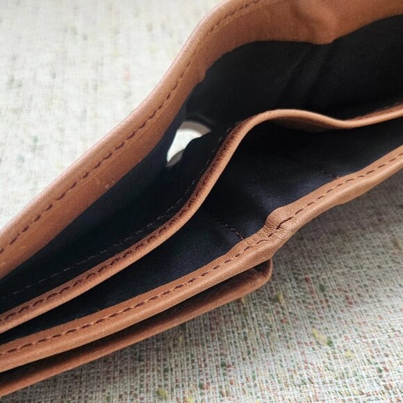 Wallet Cardholder Handmade Billfold Tan Genuine Leather Bi fold Purse New in box - Picture 12 of 13